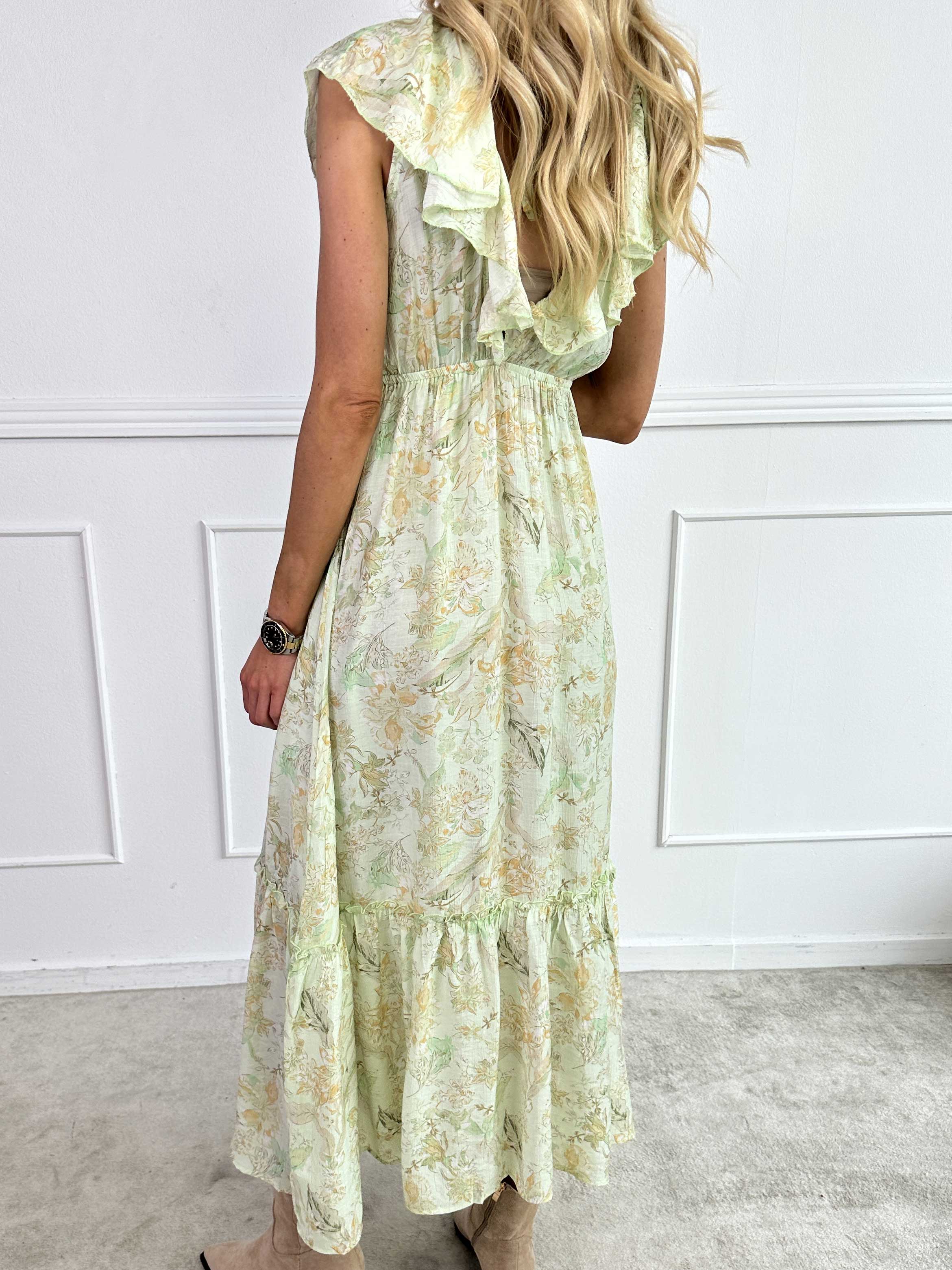 Daenerys - Sød sommerkjole i viskose med flæser og blomster